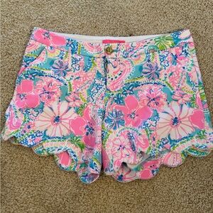 Lilly Pulitzer Pink and Blue Floral High Waist Shorts